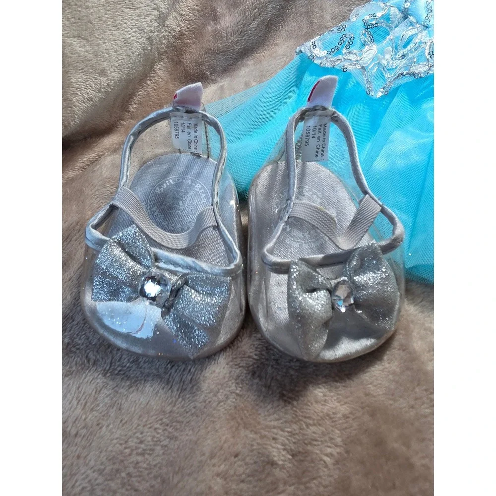 Build-A-Bear Disney Cinderella Blue Sequin Princess Dress and Silver Shoes Set